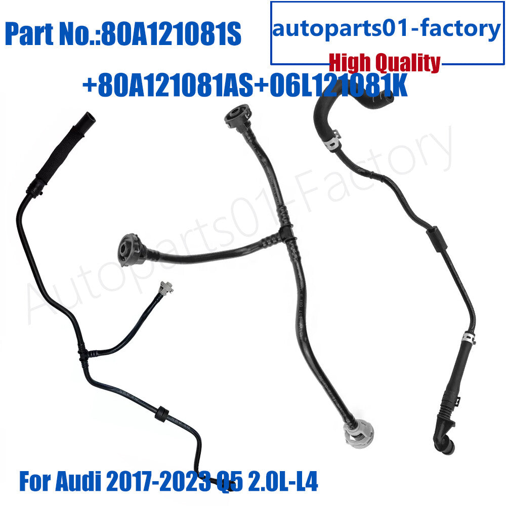 3PCS Front Cooling System Overflow Hose Pipe for Audi 2017-2023 Q5 2.0L-L4