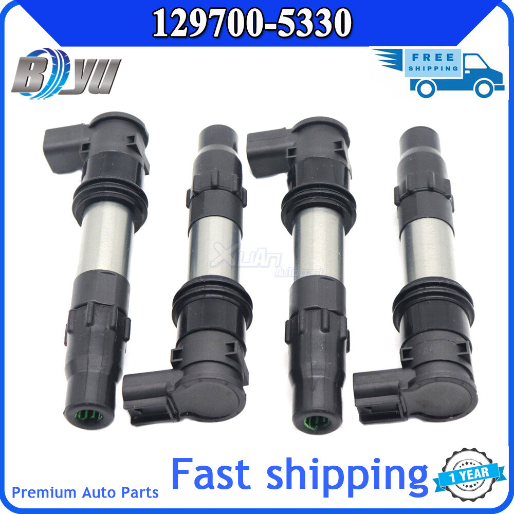 Brand new 4-piece ignition coil pack for Suzuki GSX-R600, GSXS750, and GSX1250F (2010-15, 129700-5330).