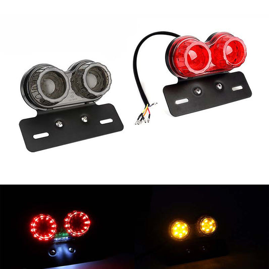 Smoke Motorcycle LED Dual Tail Light Turn Signal Brake License Plate Lights ATV