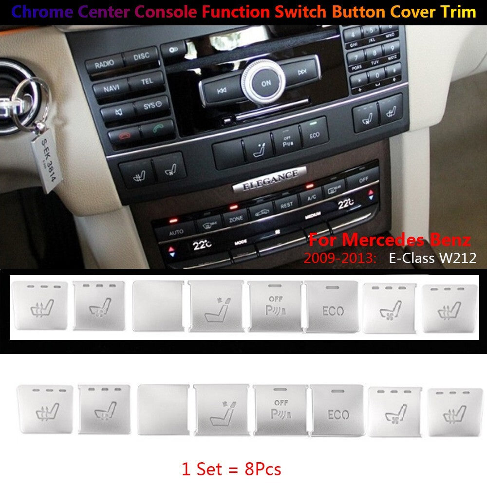 8 x for Mercedes-Benz E W212 Car Center Console for Seat Function Switch Cover Trims