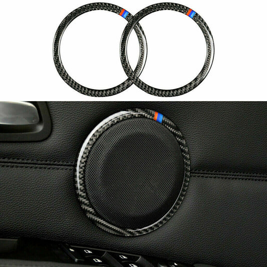 for BMW 3 Series E90 E84 2008-2012 Car Door Speaker Real Carbon Fiber Trim Cover