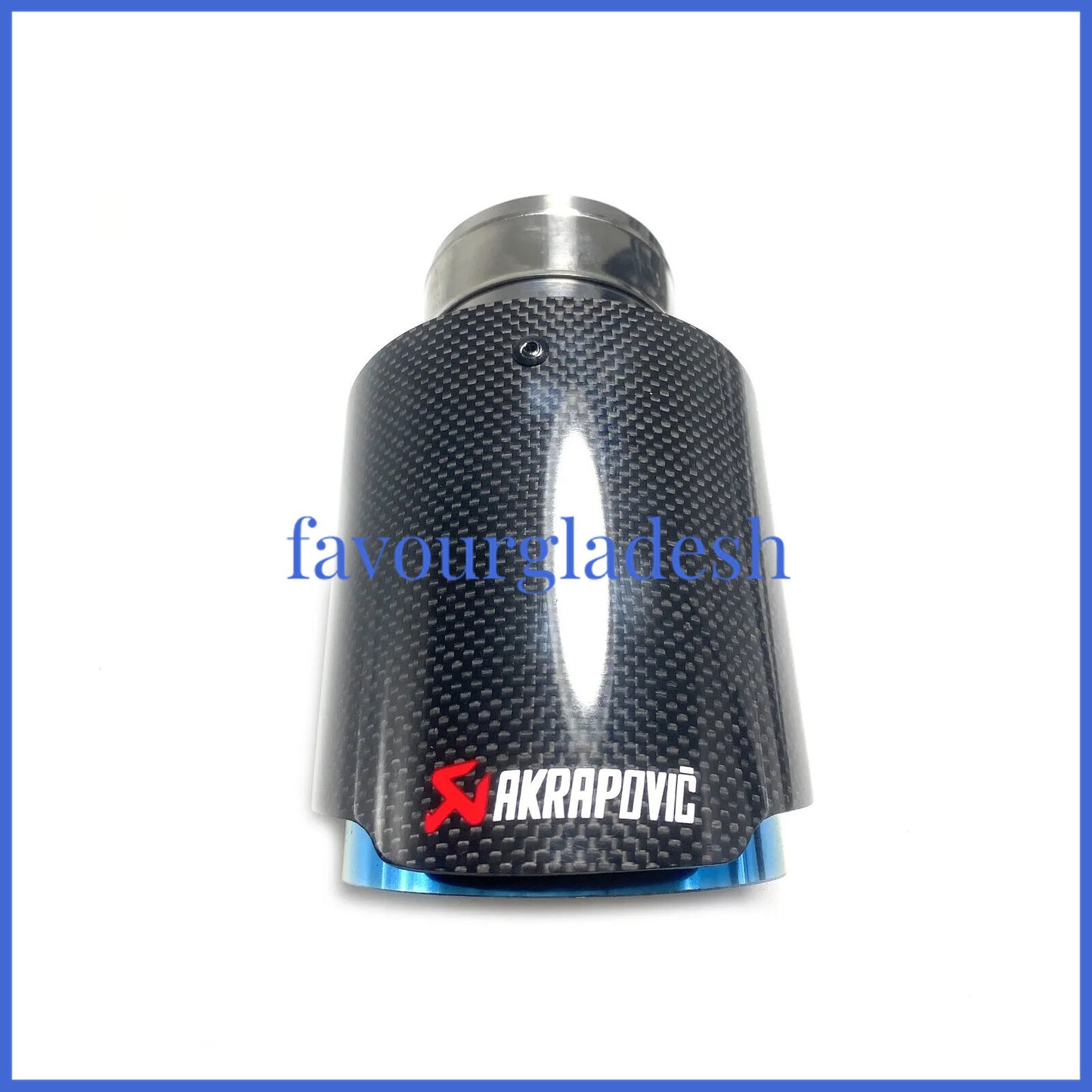 1X 2.5 63mm  4.0101mm Akrapovic Glossy Carbon Fiber Exhaust tip Blue End pipe
