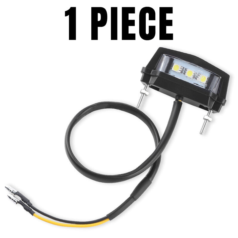 Black Universal Motorcycle Waterproof License Plate White LED Light Lamp 12V