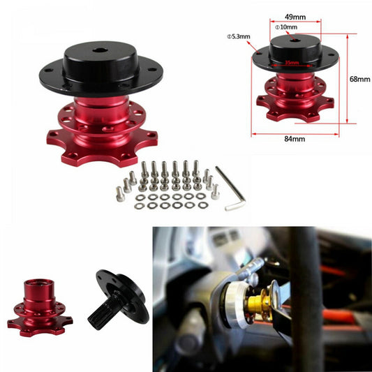 6 Holes Aluminum Steering Wheel Quick Release Snap off Hub Adapter Boss Kit Car
