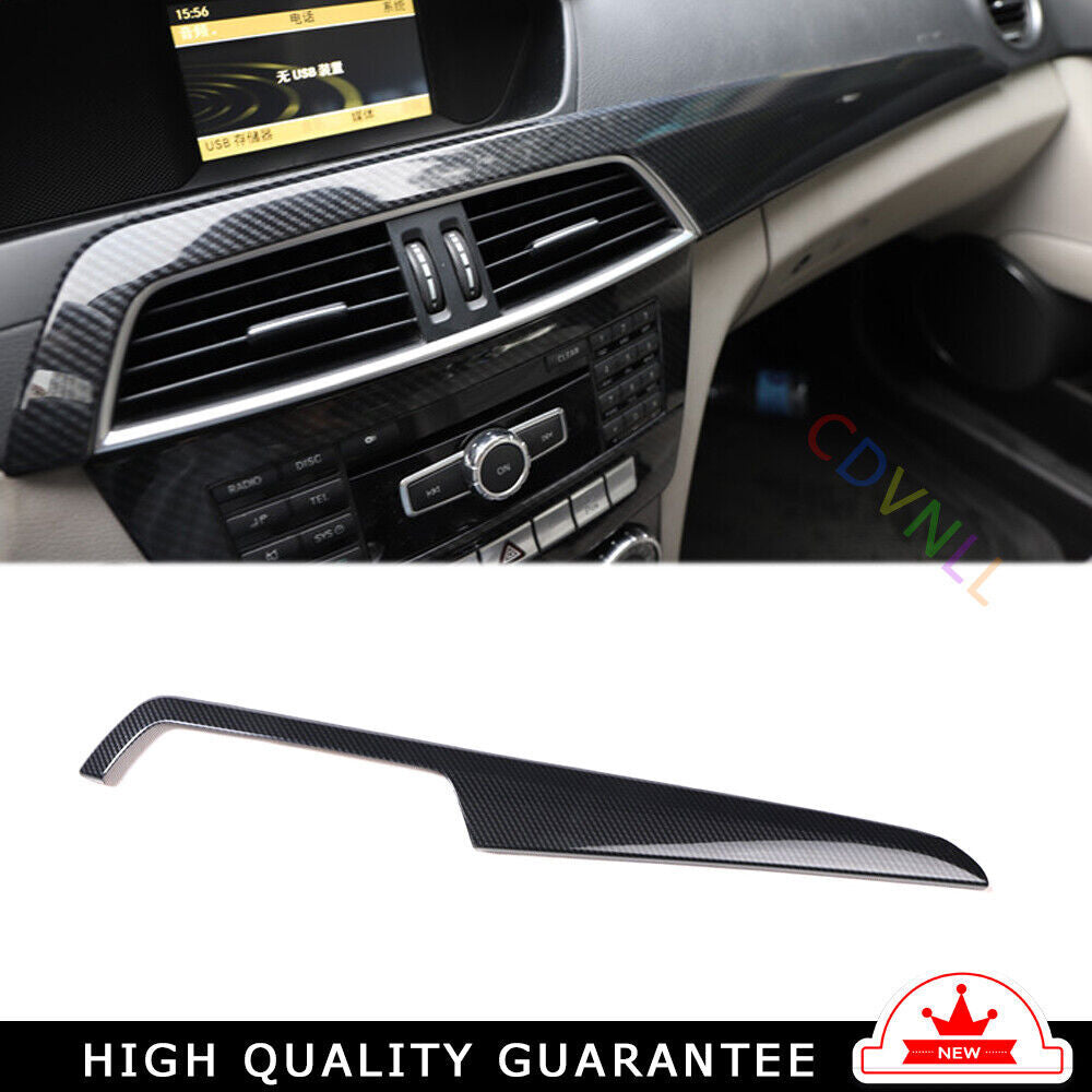 Middle Console Dashboard Strip Trim for Mercedes-Benz C-Class 11-13 Carbon Fiber
