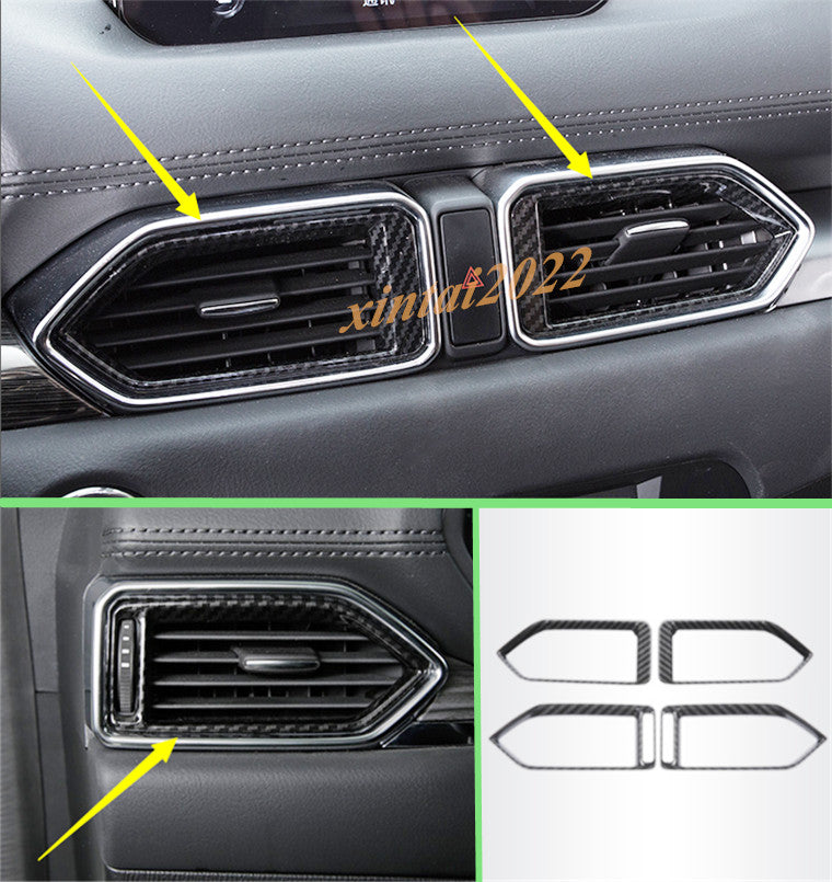 4PCS Carbon Fiber Front Air Vent Outlet Cover Trim for Mazda CX-5 CX5 2017-2021