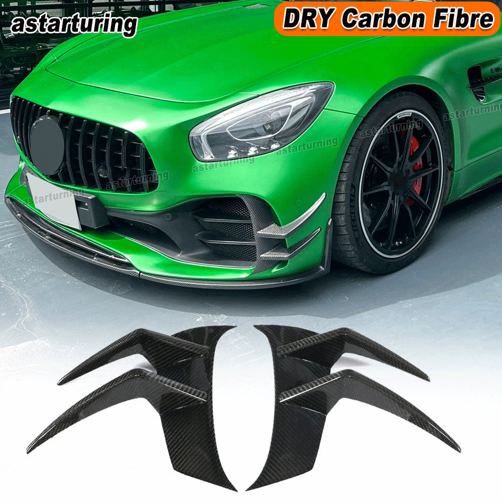 for Mercedes-Benz AMG GT R 2016-2019 Dry Carbon Front Bumper Splitters Fins Lips