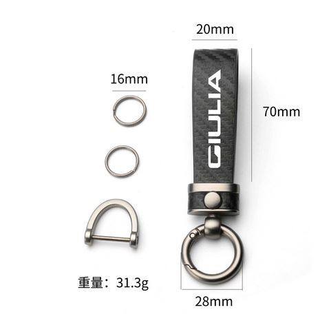 Green horseshoe buckle car keychain/key ring accessory for Alfa Romeo Giulia