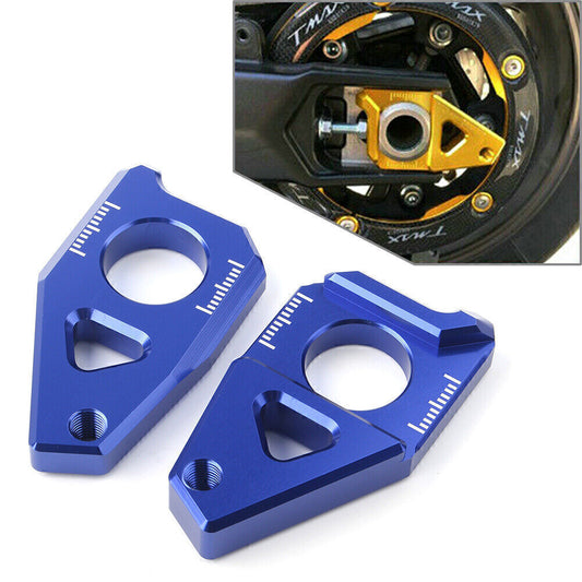 for Yamaha YZF R1 FZ8 FZ1 TMAX 530 Blue Axle Spindle Chain Adjuster Blocks