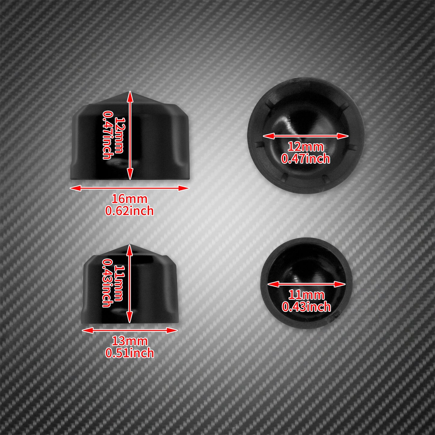 72X Black Engine Bolt Caps Covers Set Fit for Harley Touring FLH Softail 1999-16