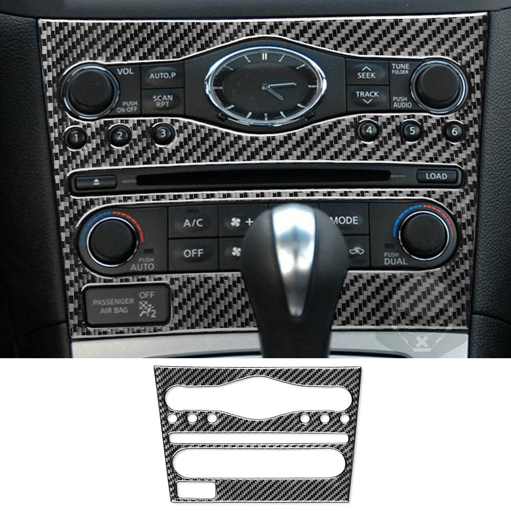 Carbon Fiber Console CD AC Swtich Panel Cover Fit for Infiniti G37 Sedan 2007-13