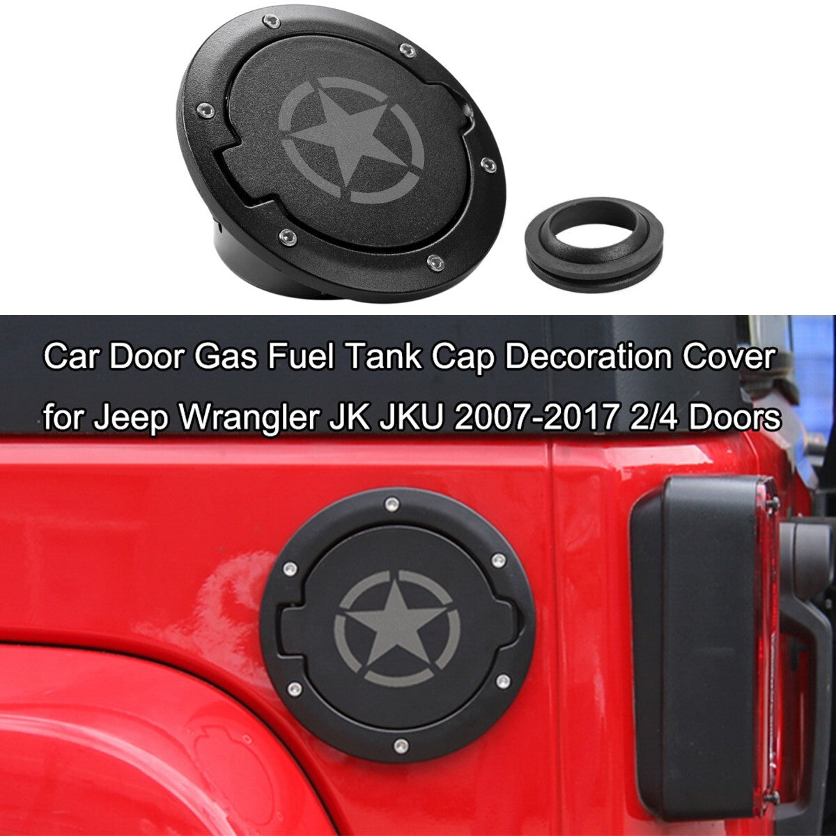 Fuel Filler Door Cover Gas Lid Tank Cap for Jeep for Wrangler Jk Unlimited 2007-2017