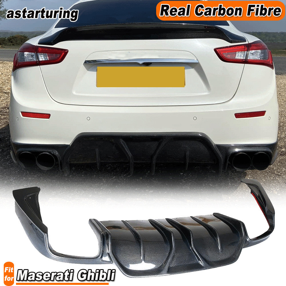 for Maserati Ghibli S Q4 Sedan 14UP REAL CARBON Rear Bumper Diffuser Lip Spoiler