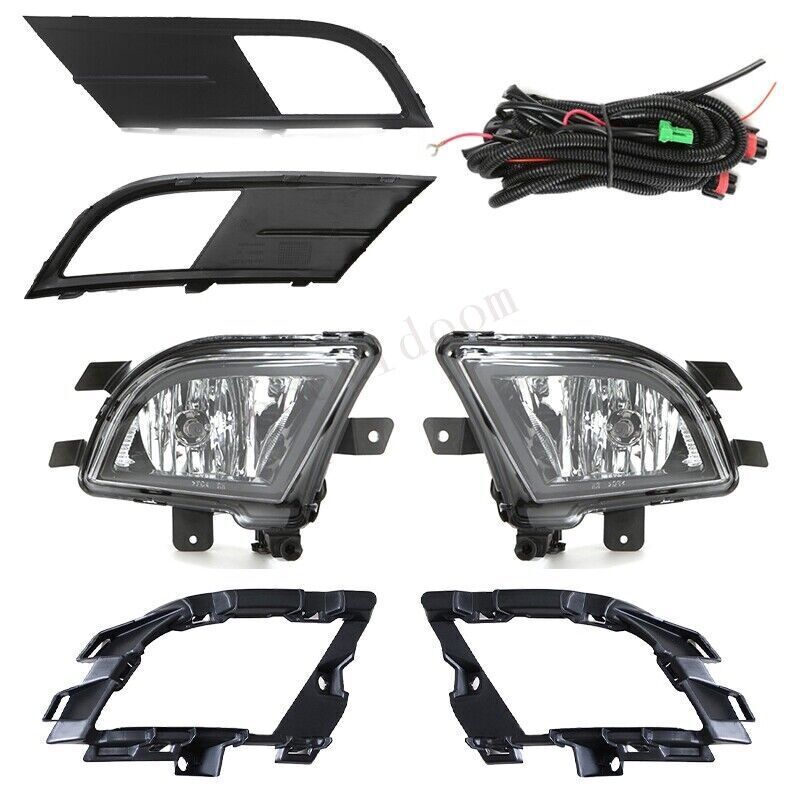 Clear Lens Fog Lights Kit +Bezel Switch Bulbs for VW for Jetta MK6 Sedan 2015-2017