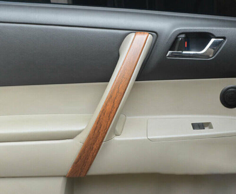 for Toyota Highlander 2008-13 Wood Grain Interior Door Armrest Strip Cover Trim
