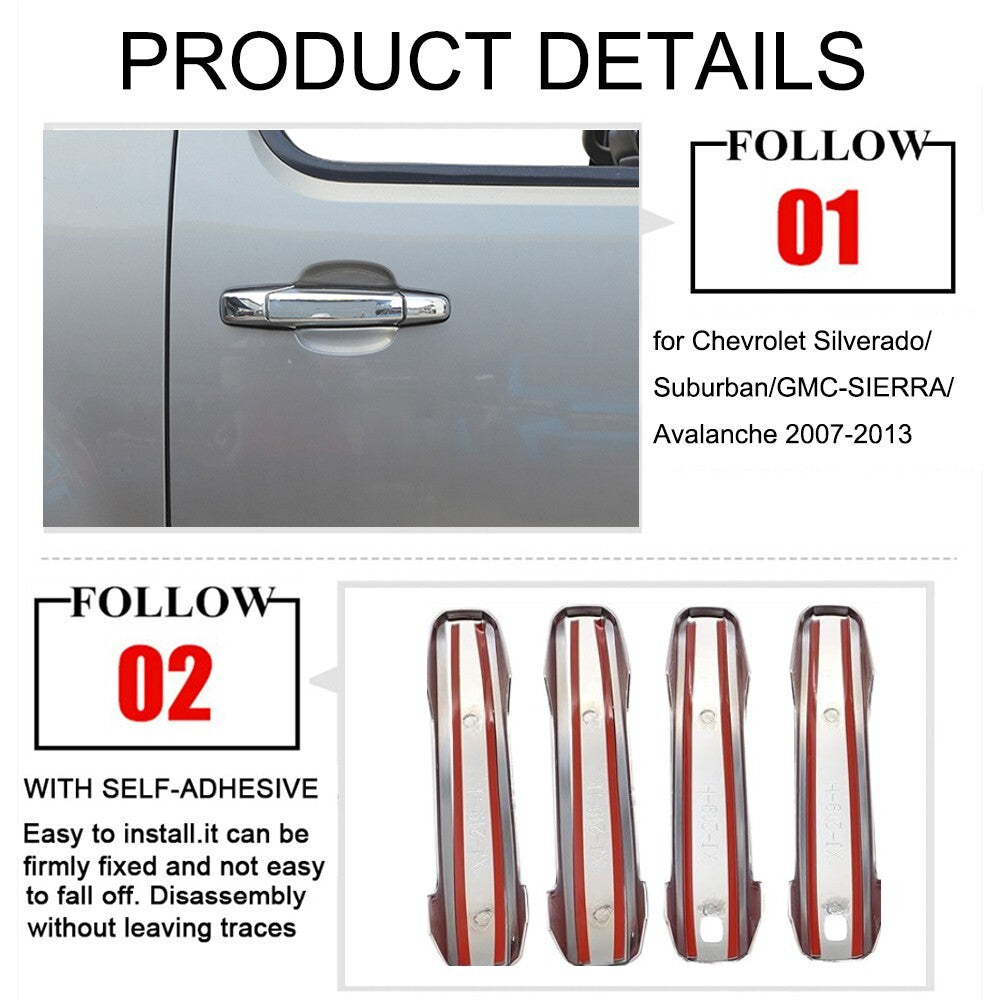 Chrome Door Handle Cover Trim for Chevrolet Silverado/Suburban/ for GMC - for SIERRA / 07-13