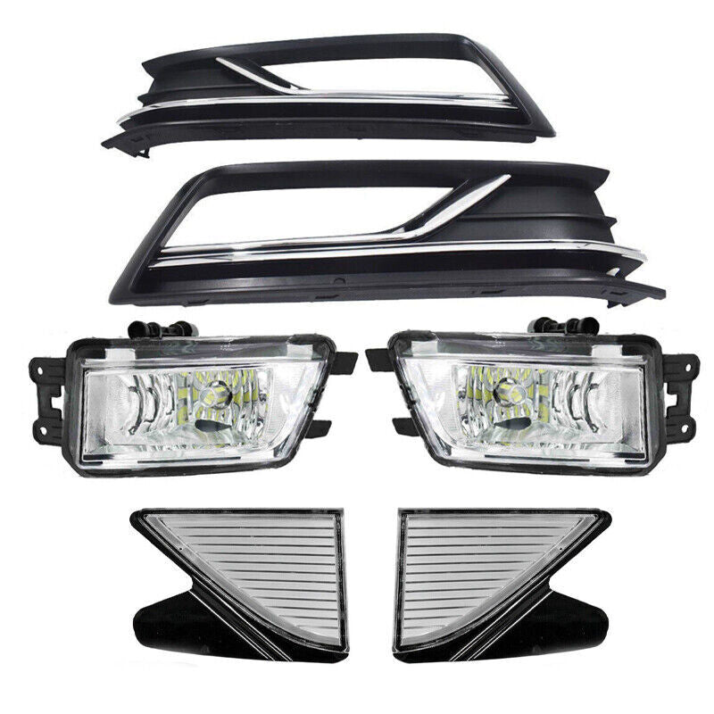 Set for Passat B8 2016-2019 Front Fog Lamp Light+Grille Cover+Trim