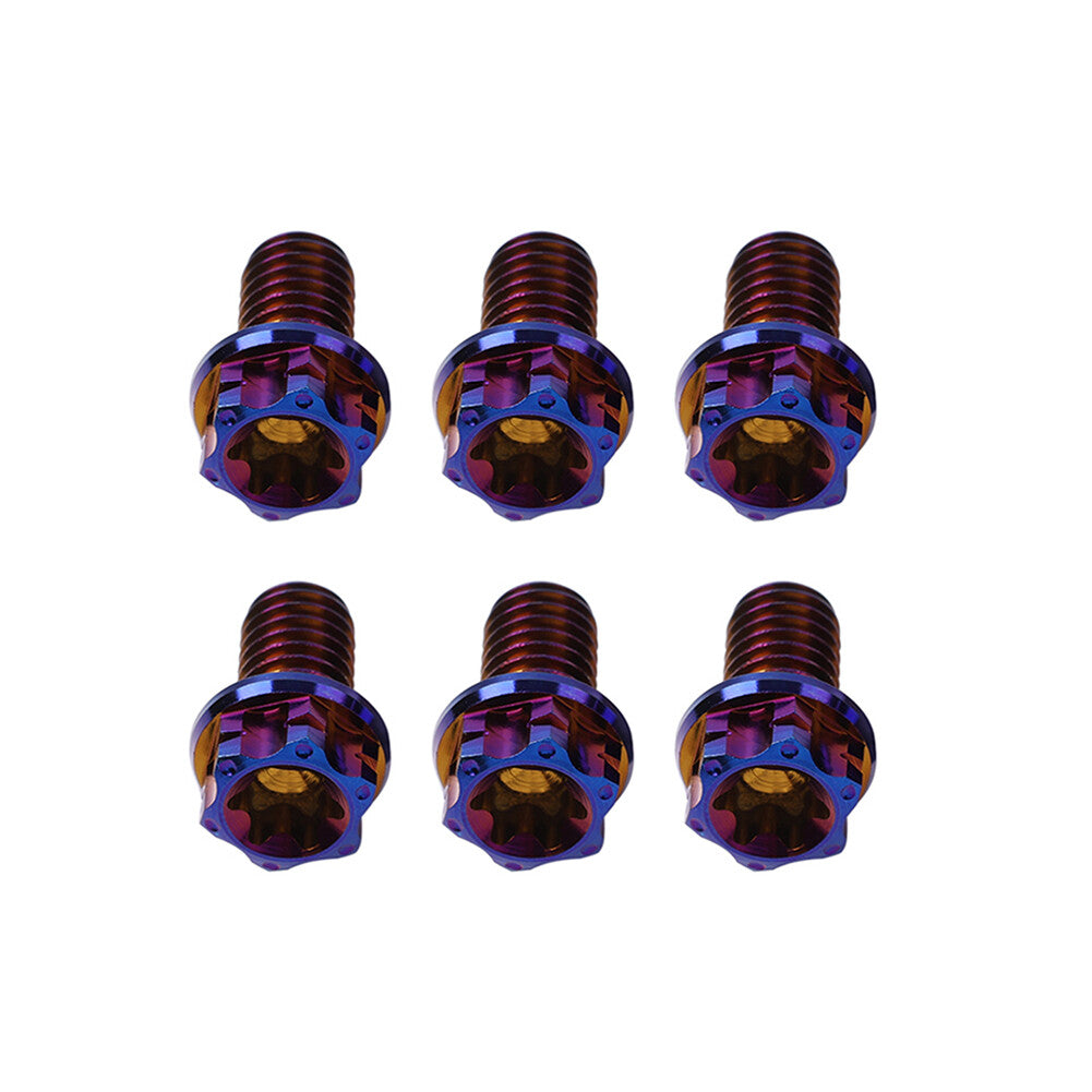 6pcs Bolts Torx Head Flange Screw M8x10mm Burn Blue For Motorcycle Bike