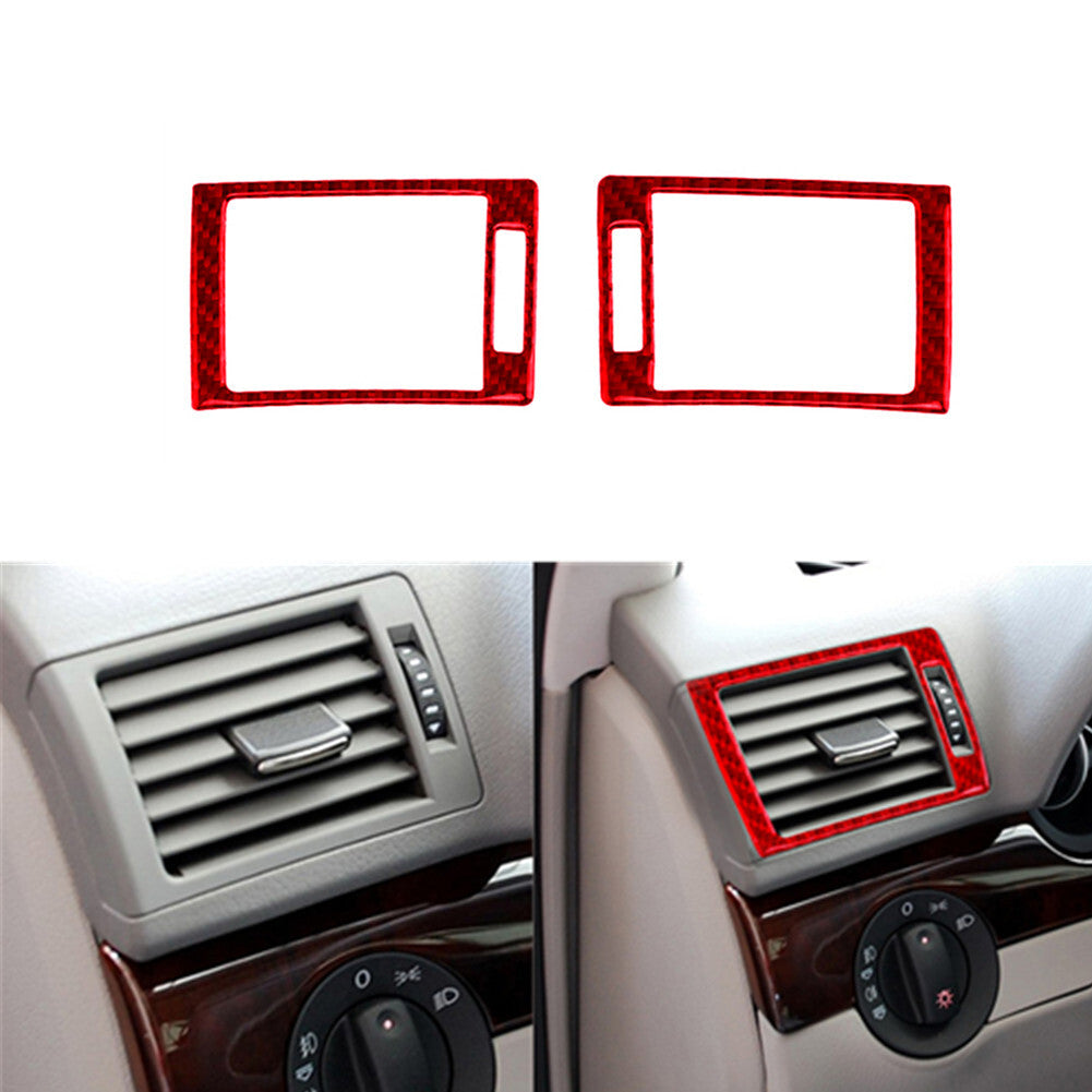 2x Red Carbon Fiber Dash Vent Outlet Trim for Audi A4 S4 05-20