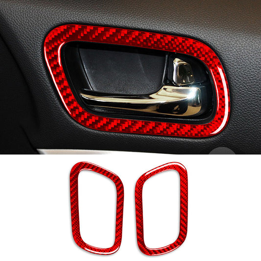 for Infiniti G37 2Door 2010-13 Red Carbon Fiber Interior Door Handle Ring Trim¡Á2