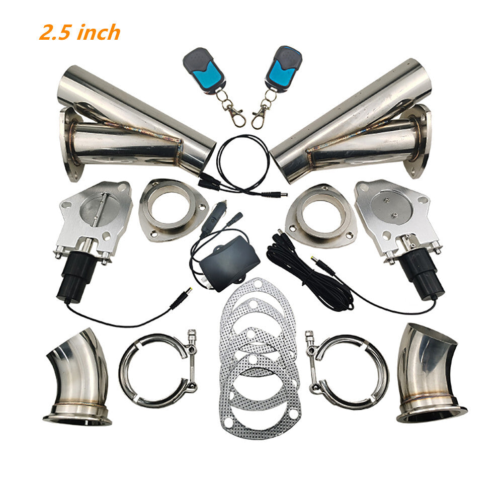 2.5-inch Dual Electric Exhaust Control Valve System Motor Piping Kit with Remote Switch