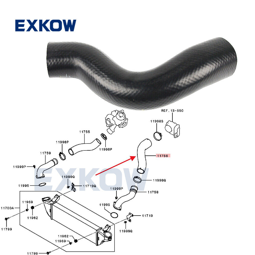 Intercooler Outlet Air Hose for Mitsubishi for Challenger L200 Triton 2.2 2.4 2015