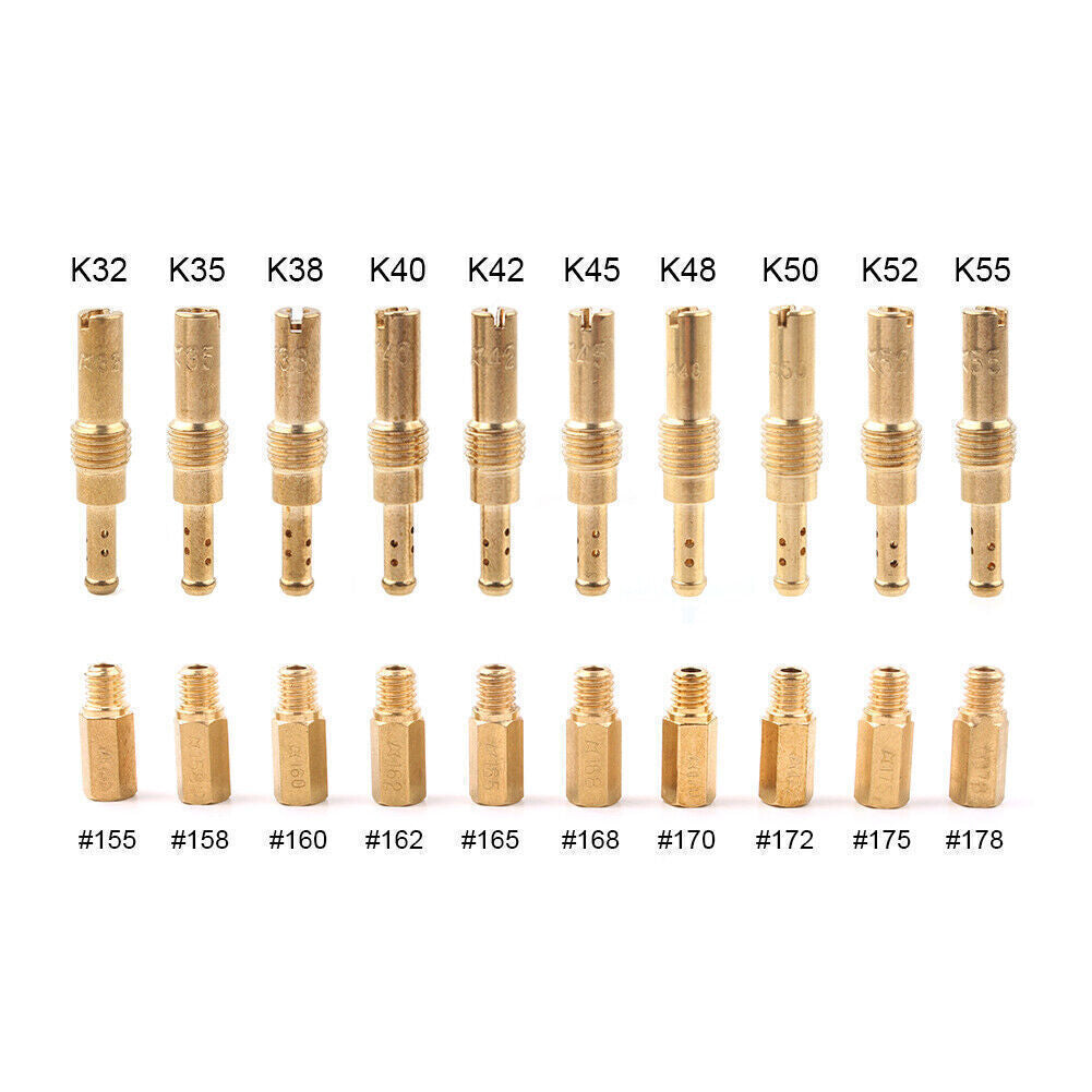 20pcs Main Jets + Slow Pilot Jets Kit Fit Motorcycle Carburetor Carb Gold