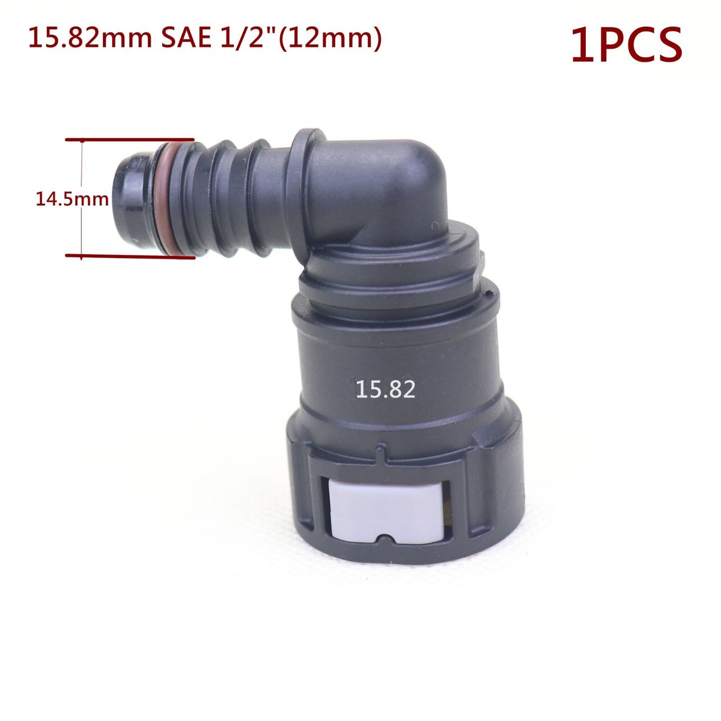 1PCS 90 Deg Elbow 15.82mm Fuel Line Quick Release Connector Nylon Hose ID 1/2