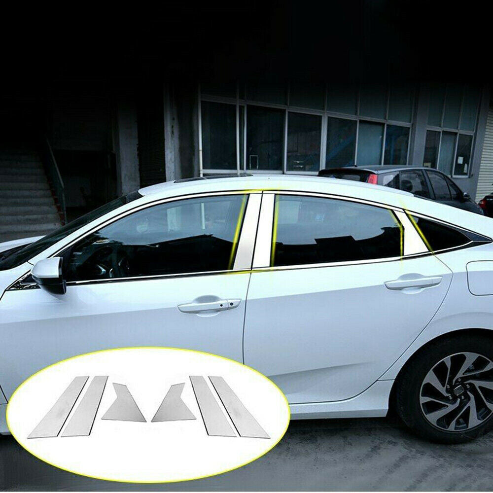 Chrome Pillar Post for Honda for Civic Sedan 2016-2021 6p Window Door Trim Cover Kit