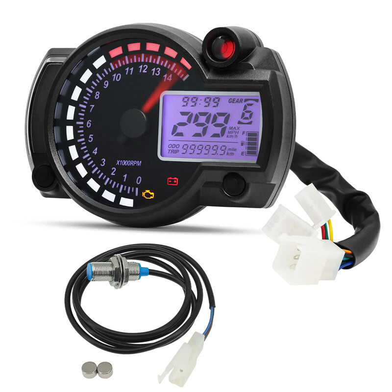 Motorcycle 299KM/H 7ColorsDigital Odometer Speedometer Instrument Gauge Meter