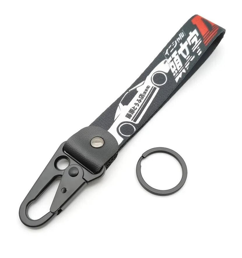 Car keychain/key ring with lanyard, car accessories, initial D, black, suitable for Nissan .