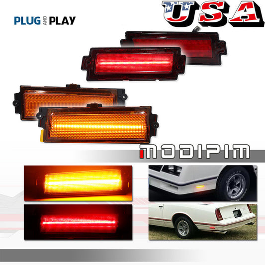 4-piece set of amber/red LED side marker lights for Chevrolet Monte Carlo SS 1981-88