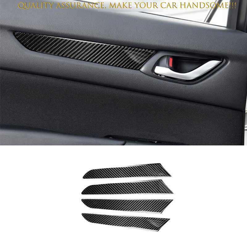 4P for Mazda CX-5 17-24 Real Soft Carbon Fiber Inner Door Panel Strip Cover Trim