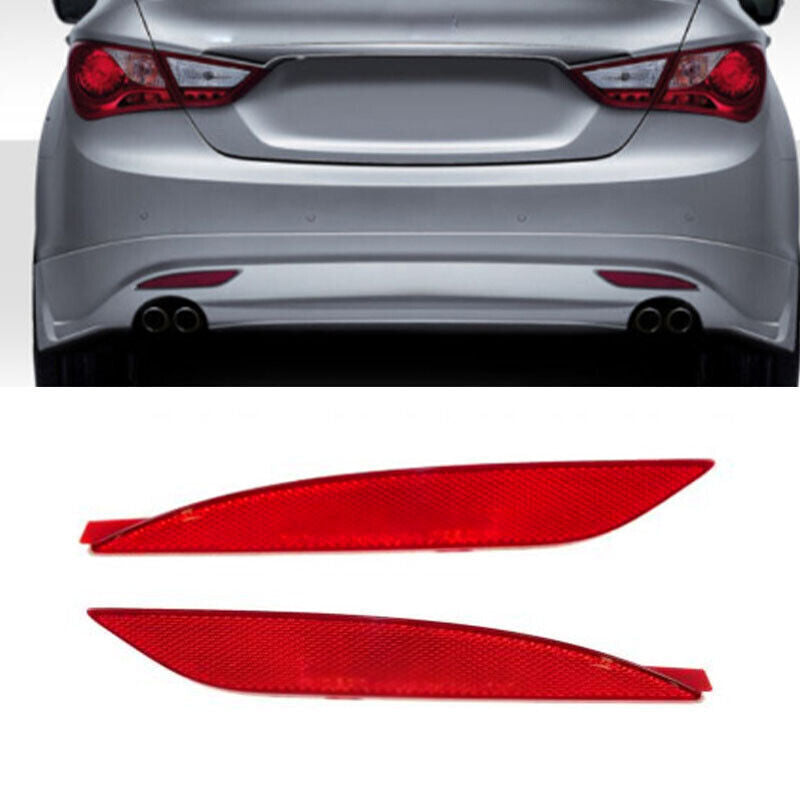 Pair Rear Bumper Red Reflector Lens for Hyundai Sonata 2011-2013