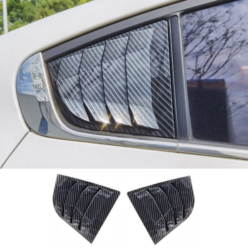 for Kia Forte K3 14-18 Carbon Fiber Look Rear Side Window Quarter Louver Trim 2P