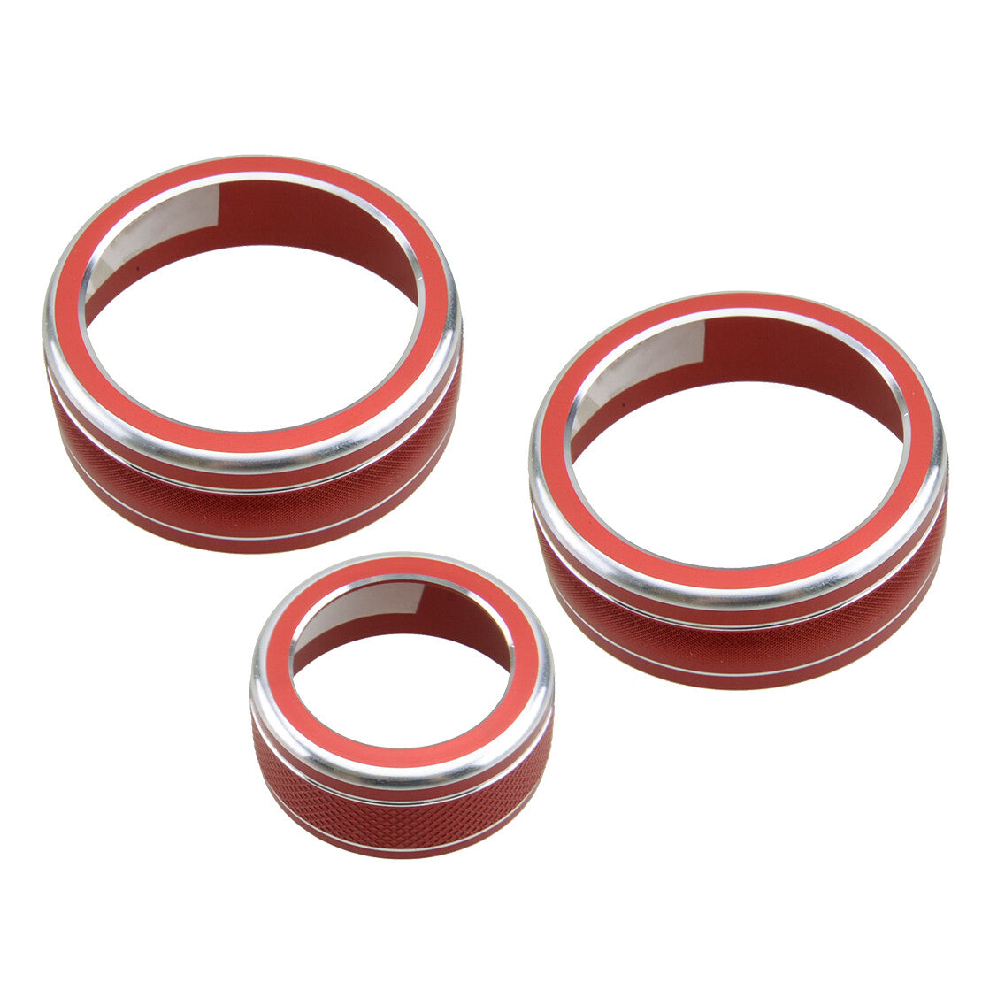 3pcs Red Aluminum AC Switch Knob Trim Ring Covers Fit for Subaru Impreza WRX/STI