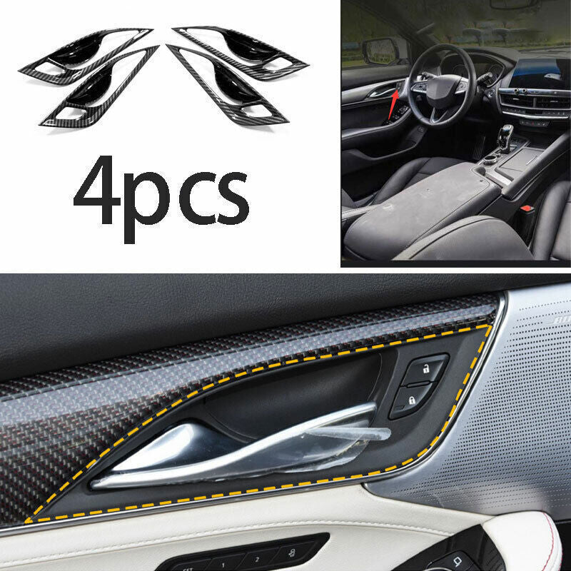Inner Door Handle Frame Trim 4P ABS Carbon Fiber Fit for Cadillac CT5 2020-2024