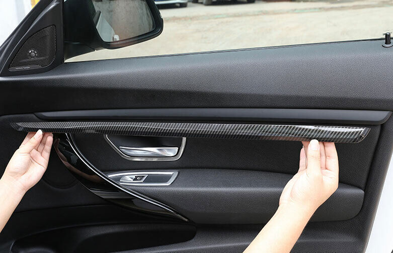 for BMW 3 4 Series GT 2014-2018 Carbon Fiber Look Inner Door Panel Strip Trim 4P