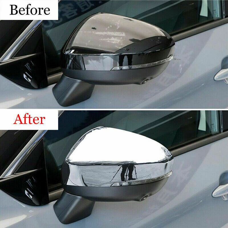 2 for Nissan Rogue 2021-2023 ABS Chrome RearView Side Mirror Cap Wing Cover Trim