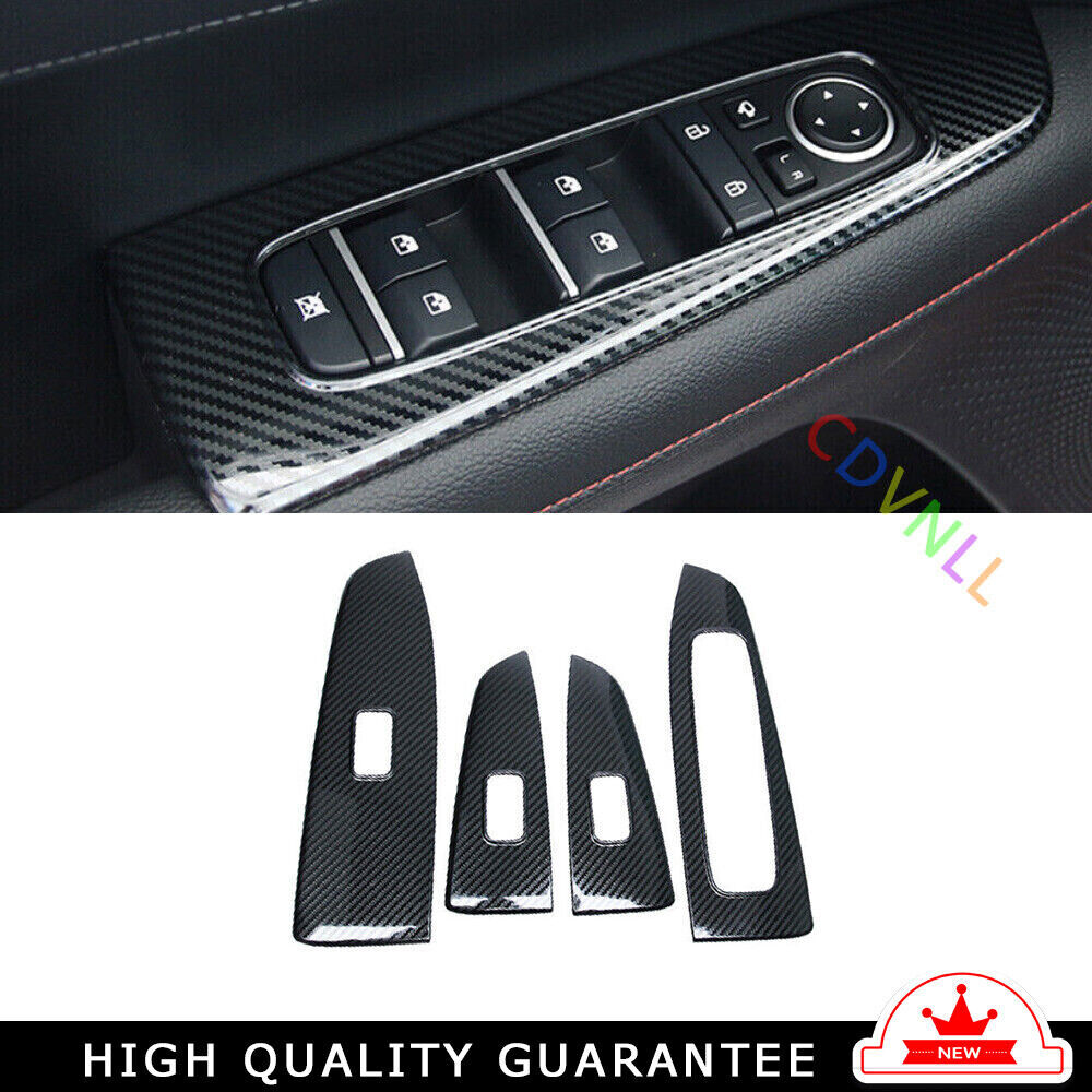 Glass Window Lifting Lock Panel Trim for Kia K3 Forte 19-22 Steel Carbon Fiber