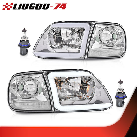 Chrome/clear LED DRL headlights and cornering lights suitable for 97-04 F-150 Expedition