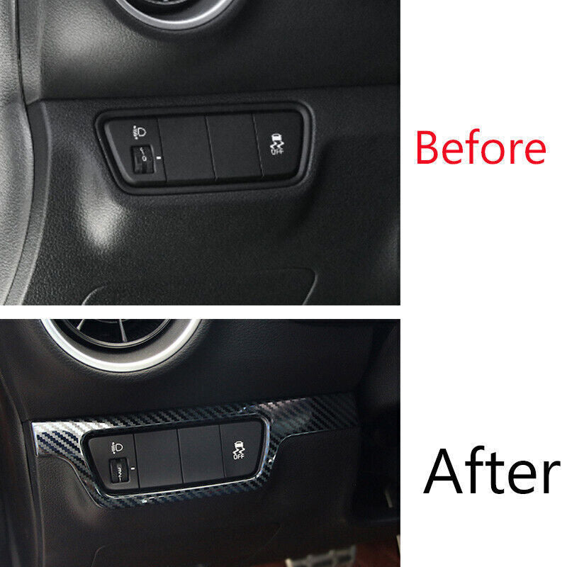 for Kia K3 Forte 2019-2021 Carbon Fiber Inner Headlight Switch Button Frame Trim