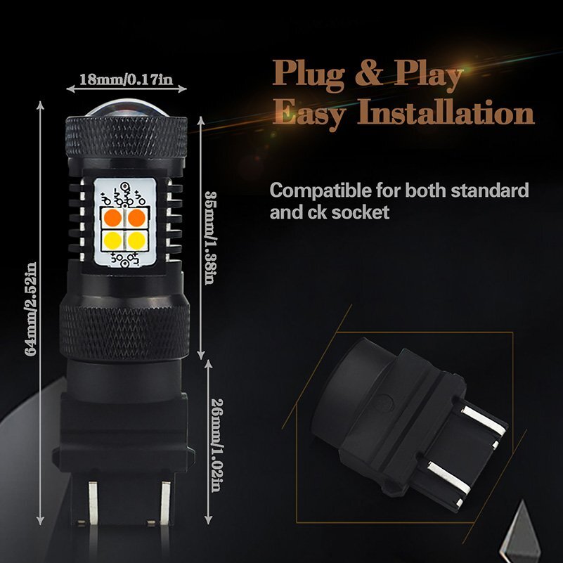 3157 3156 White/Amber Dual-Color LED Turn Signal Bulb 4157NAK B