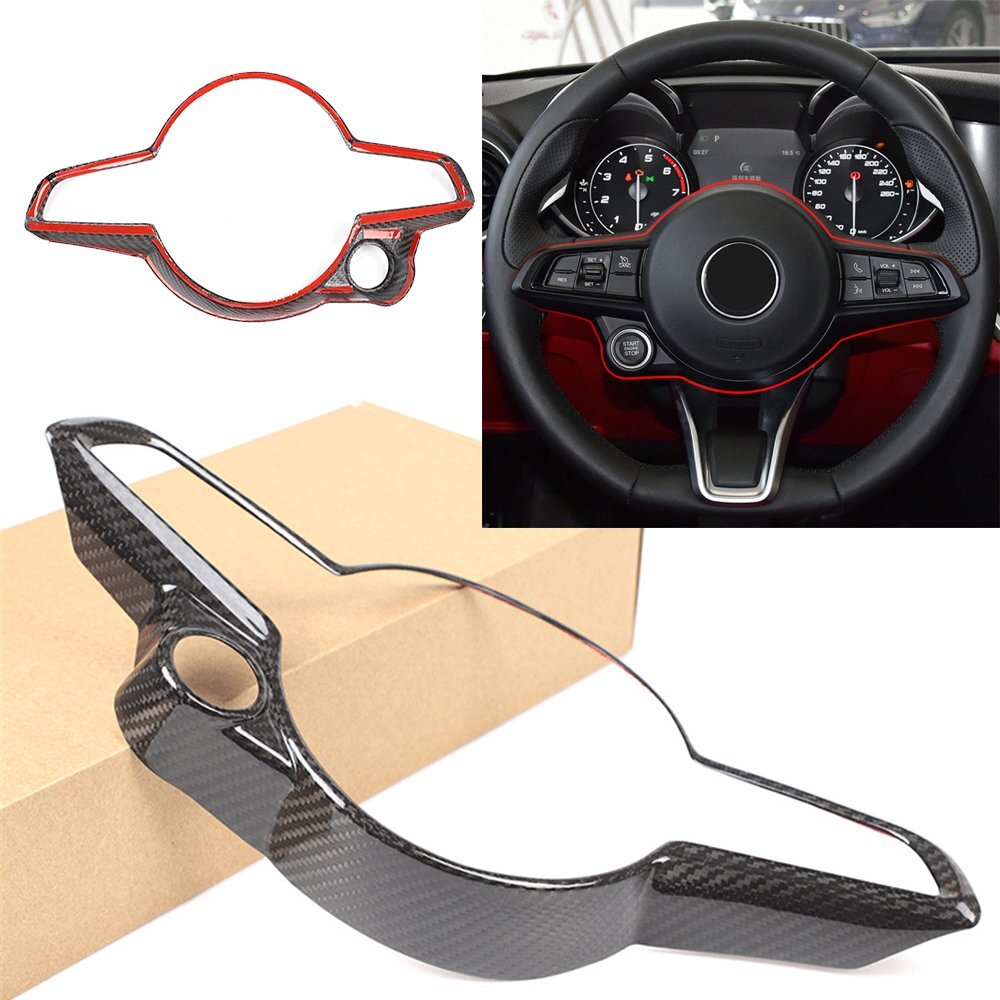 Real Carbon Fiber Steering Wheel Panel Trim for Alfa Romeo Giulia / for Stelvio 2020+
