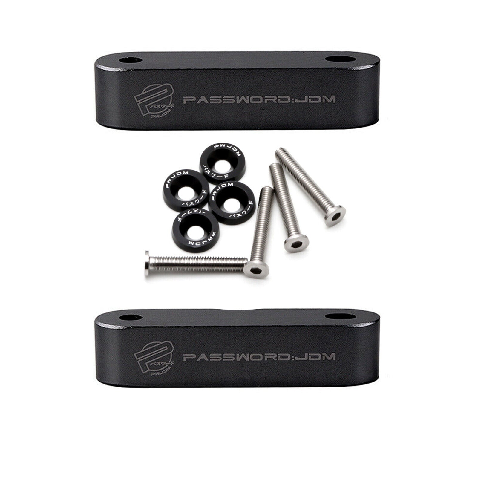 Black JDM Aluminum Billet Hood Vent Spacer Riser Kit for Honda for Civic for Acura