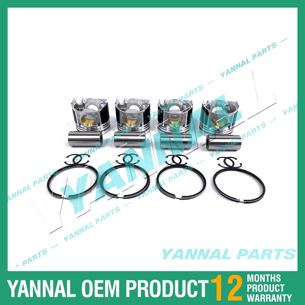 4-piece piston with piston rings + 0.5 mm for Yanmar 4TNE88 engine (oversized)