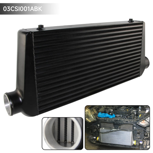 Universal Turbo Aluminum Intercooler 600x300x76 mm Front Mount 3 In/outlet BK
