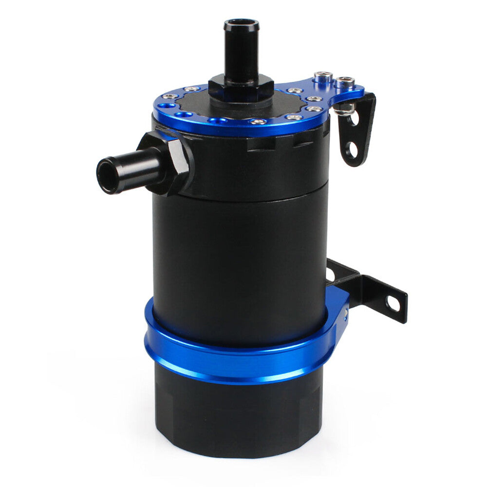 Blue Round Oil Tank Baffled Aluminum Oil Catch Can Resevoir Tank Kit Car Racing