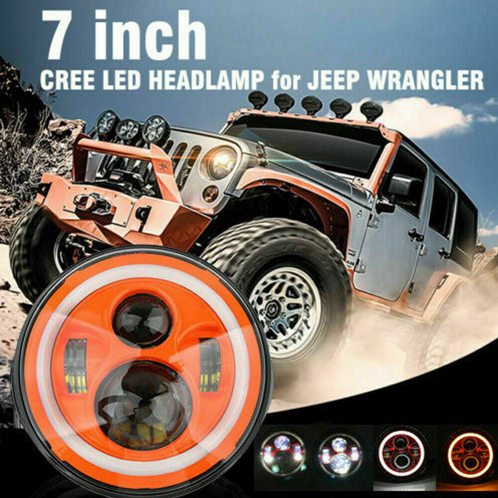 7-inch LED headlight projector with high/low beam halo for motorcycles suitable for Jeep for Wrangler Harly