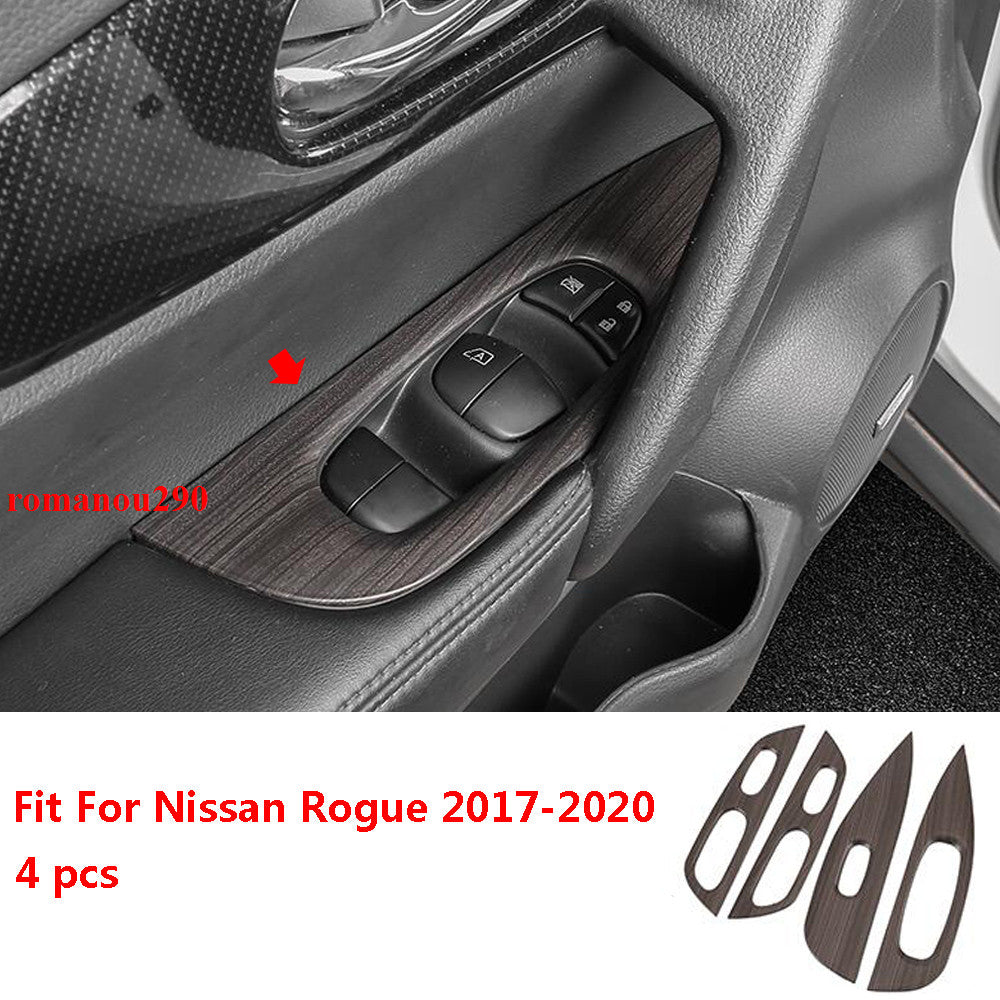 for Nissan Rogue 2017-2020 Wood Grain Window Lift Switch Regulator Cover Trim